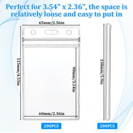 SHENLIU 200 Pack Clear Luggage Tags Bag Tags Holder with 200 Pack Clear Loop Straps, Waterproof Identification ID Card Badge Holder for Suitcase for Business Travel and Office Supplies