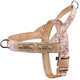 No Pull Dog Harness for Small Medium Dogs, Reflective Escape Proof Adjustable without Pull, Dog Harness Camouflage Khaki, M