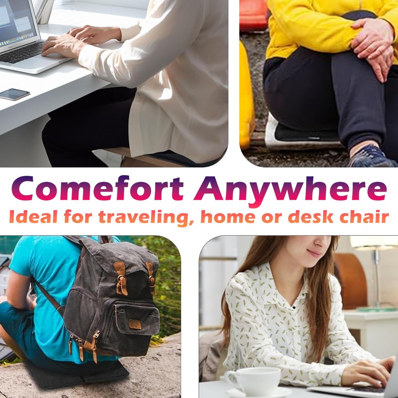 Gel-Infused Travel Seat Cushion - Portable Foldable Ergonomic Pillow for