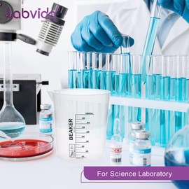 Labvida 12PCS Mini Plastic Beakers, Vol.50ml(1.69oz) Stackable Measuring Cup with Black Scale line, Plastic Pitcher PP material Ideal for Science Activities and Household Use, LVB011