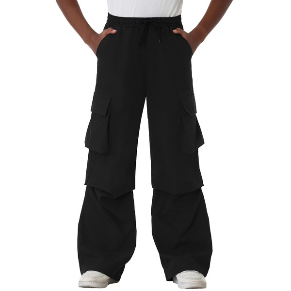 EXARUS Boys Cargo Pants Baggy Casual Lightweight Wide Leg Drawstring