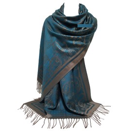 GFM® Pashmina Style Scarf -S1-Teal-(DRV)(Pash-2054-TLKEK)