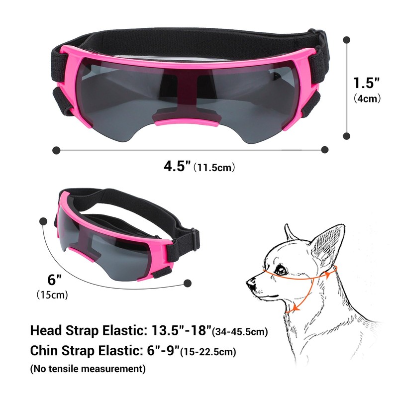 Dog Goggles Sunglasses Small to Medium Breed, Anti-Fog UV400 Lens