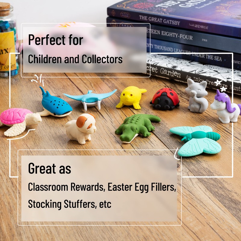 Mr. Pen- Animal Erasers, Desk Pets for Kids Classroom, 30
