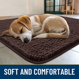 Smiry - Tapete para puerta de perro para patas fangosas de 24 x 16 pulgadas, absorbe la humedad y la suciedad, antideslizante, lavable, de secado rápido, felpilla para puerta delantera, entrada
