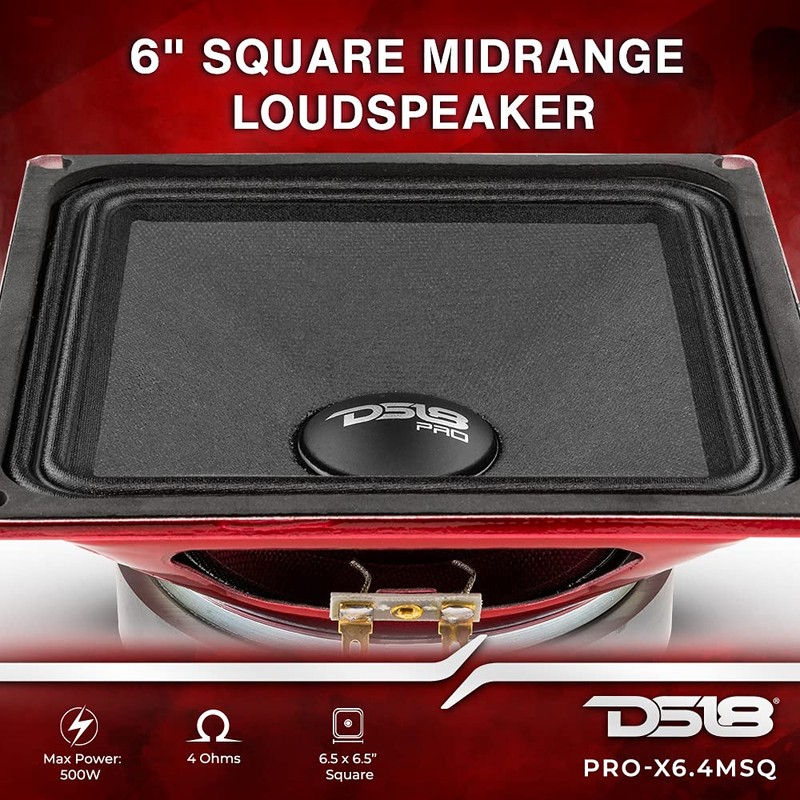 DS18 PRO-X6.4MSQ 6.5X6.5'' Square Midrange Loudspeaker 500 Watts 250W RMS