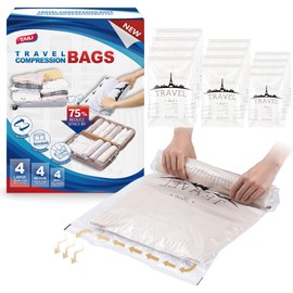 TAILI Small Vacuum Bags for Clothes Travel Vacuum Storage Bags 12 Pack Combo 4L, 4M, 4S Reusable Vacuum Storage Bags for Clothes Saves 80% of Storage Space Saver Bags for Clothes, Bedding, Moving