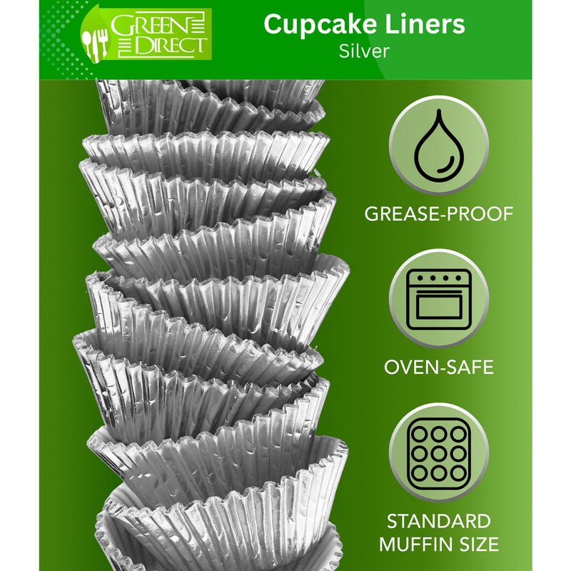 Green Direct Cupcake Liners - Standard Size Silver Cupcake Wrappers
