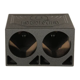 Q Power Dual 10 Inch Vented Triangle Ported Wood Subwoofer Enclosure Box with Durable Bedliner Spray and Spring Loaded Terminals, Black