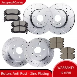 AutopartsPConline Front Rear Brake Rotors Disc and Pads Kits for 2010-17 Chevy Equinox GMC Terrain