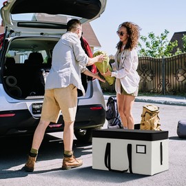 StorageWorks Extra Large Moving Bags with Lid, Heavy Duty Storage Packing Tote for Moving Supplies with Zippers & Reinforced Handles, Alternative to Moving Boxes, White and Black, 1 Pack