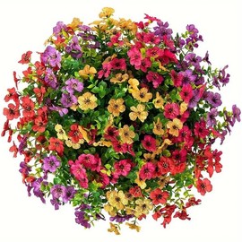Artificial Flower (12/24pcs/set), UV Resistant Colorful Fake Flower, Decorative Bouquet for Home Decor Garden Party Wedding Decor:_Multicolor - 24pcs/set_Artificial Flower