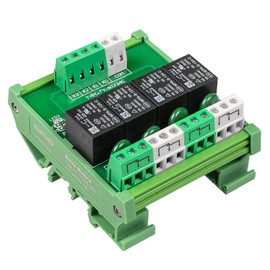 GUETNEU Relay Board, Relay Module 4 Channel 1 SPDT DIN Rail Mount 24V DC/AC, Interface Board(FY-T734C-D24)