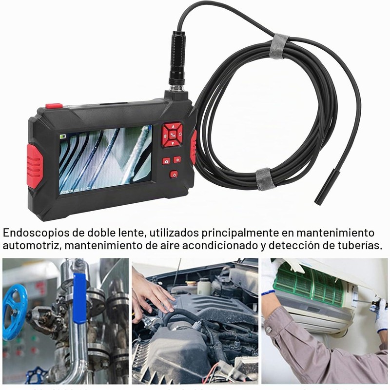 Walfront Boroscopio Industrial, Doble Lente, 9 LED, Pantalla LCD