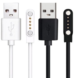 Compatible for LEMFO K52 Smart Watch Charger, Blueshaweu 4 pins Magnetic USB 100cm Replacement Charging Compatible with LEMFO,LIGE,SUNKTA/Linwear/EIGIIS/ATEVENSE/ESFOE/K52 1.39 Military (Black+White)