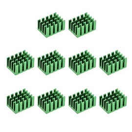 sourcing map 10pcs Cross Shaped Notch Heatsink for MOS GPU IC Chip Green 20x14x11mm