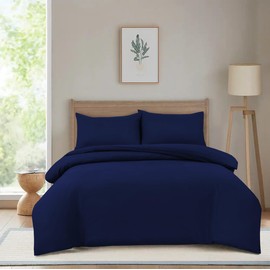 Hadi London Microfibre Duvet Cover Set Single Double King Soft Breathable Brushed Bedding Set Quilt Cover with 2 Matching Pillowcase (Royal Blue, King)