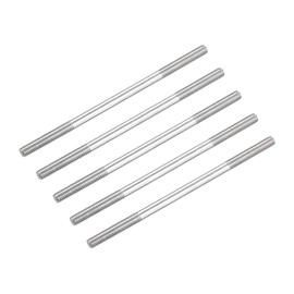 METALLIXITY Double Ended Stud Screws (M6 Thread 100mm Length) 5pcs, 304 Stainless Steel Dual Threaded Rod Bolts - for House Maintenance