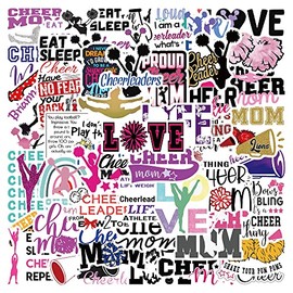 50 Pack Cheerleading Stickers Water Bottles Laptop Car Phone Guitar Skateboard Computer Cheer Cheerleaders Sticker Vinyl Waterproof Aesthetic Trendy Decals for Girls Teens Boys Adults