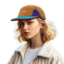 Clakllie 5 Panel Hats Flat Bill Trucker Hat Soft Top Baseball Cap Unstructured Dad Hat Adjustable Strapback Hats,Khaki