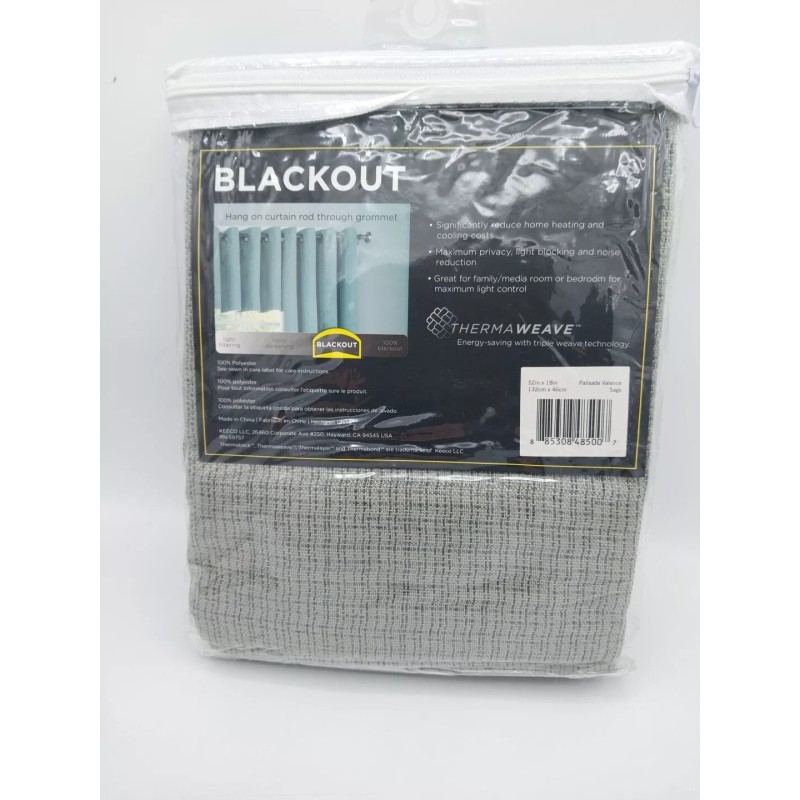 Eclipse Palisade Blackout Grommet Valance, 52" X 18" - Sage