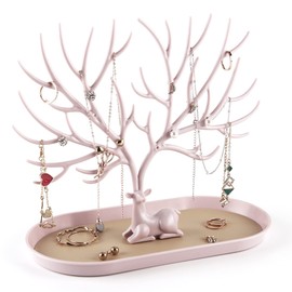 MORE&LESS - Soporte de exhibición de joyas de cuernos, organizador colgante de torre de árbol para anillos, arete, collares, pulseras