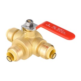 EFIELD 1/2" PUSH FIT 3 WAY BRASS BALL VALVE, FULL PORT, LEAD FREE , UPC CERT
