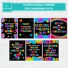 Decorably 15 Chalkboard Motivational Posters for Classroom, 11x14in Matte-Laminated Motivational