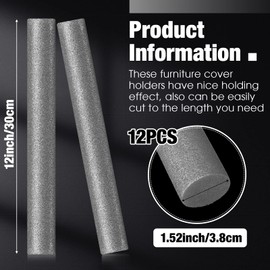Namalu 12 Pieces Sofa Slipcover Tuck Grips Stretch Non Slip Foam Stick Couch Slipcovers Stretch Stick Thicker Cushion Grip for Sofa Essential Tuck Grips for Furniture Protector(Grey)
