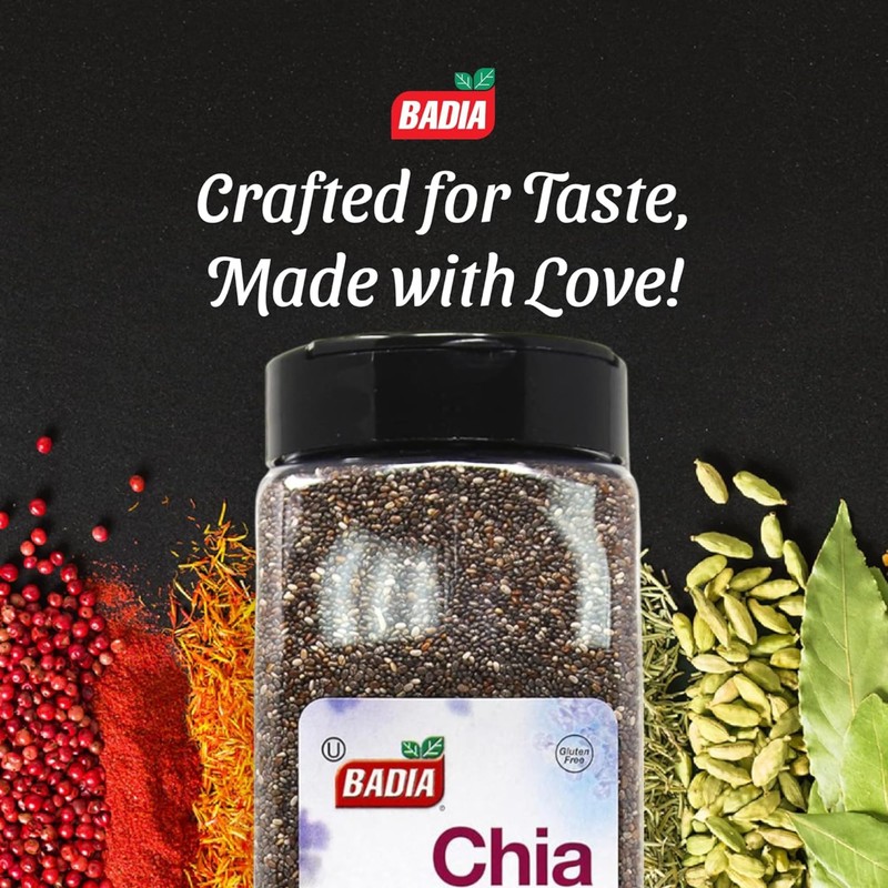 Badia Chia Seed, 22 oz – High Fiber, Omega-3, Protein,