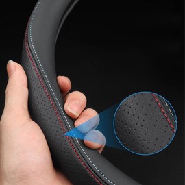 para Morris Garages MG MG5 MG3 ZS HS GT Protector Volante de Coche Protección de Cuero Volante Cubiertas Volante Antideslizantes Interiores Accesorios,Red-Blue-D