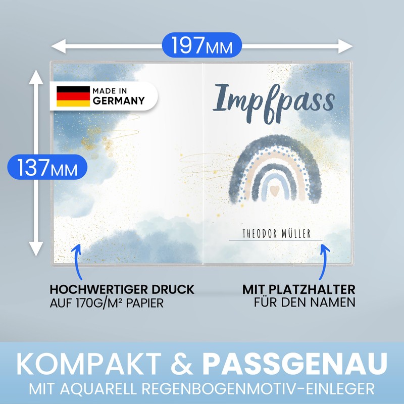 Creative Fox Vaccination Certificate Cover - Parent, rainbow watercolor, Minimalist