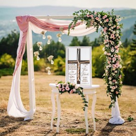 A Cord of Three Strands Wedding Sign 15x10 Inches - Unity Rope Cross Braid for Ceremony with Bible Verses, Rustic Wedding Unity Ideas, Anniversary Religious Marriage Gifts for Couple, Christian