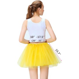 Vefungyan Women's Athletic Tutus Elastic 4 Layered Tulle Tutu Skirt | Colorful Running Skirts | One Size Fits Most (Yellow)
