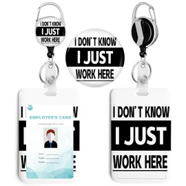 ACLEGTWEI Black and White Work Here ID Badge Holder with Clip Badge Reels Retractable Heavy Duty, Retractable Badge Holders Reels，Id Badge Holders Retractable for School Office Men Women Teen Kids