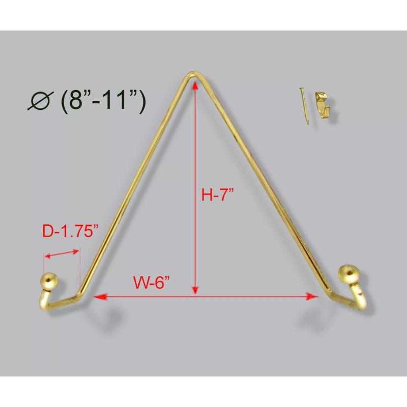 Bard's Brass Plate Hanger, Displays Plates on Wall Size 8"