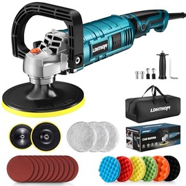 Buffer Polisher Kit for Car - 6/7 Inch Rotary 1600w Polisher Buffer Waxer,7 Variable Speed 1000-3500rpm,Detachable Handle Buffing Machine for Car, Boat Sanding, Polishing Waxing, Blue 3