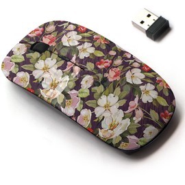 2.4G Wireless Mouse with Cute Pattern Design for All Laptops and Desktops with Nano Receiver - Vintage Beautiful Floral