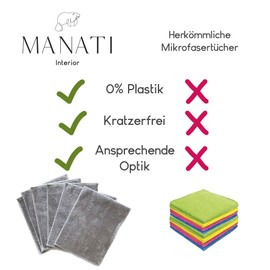 MANATI Interior Bamboo Dish Cloth and Cleaning Cloth (Set of 6) │ Microfibre Cloth Made of 100% Bamboo, Absorbent, Washable & Biodegradable │ Washing Up Sponge Cleaning Cloths Microfibre Cloths (Grey)