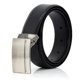 Mens Leather Belt / Mens Belt LINDENMANN, plate buckle, black, 552723, Größe / Size:90