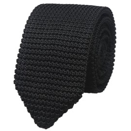 Elfeves Men's Black Knit Ties Necktie Woven Skinny Tie Slim Weave Neckties 2.75 inches Pointed Cut