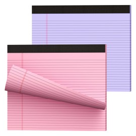MuiAng 11" x 9.5" Legal Pads College Ruled Notepad 2 Pack Pink & Purple Colored Note Pads 30 Sheets Lined Paper Pads 80 GSM Legal Pad Perforated Writing Pads with Sturdy Back for School, Office, Home