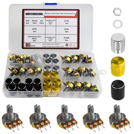 WMYCONGCONG 20個セット B5K B10K B20K B50K B100K ロータリーポテンショメー ローレットシャフトリニア 合金ノブ付き 3端子 シングルリニアロータリーテーパーポテンショメータ