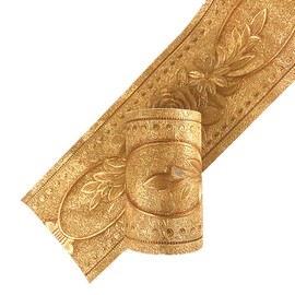 Yija 5 Meters Royal Peony 3D Self Adhesive Peel and Stick Waterproof Wall Border Easy to Apply 4 Inch by 16.5 Feet (Gold)