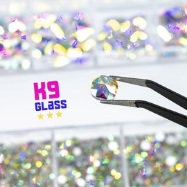 qiipii 120Pcs AB Crystal Nail Rhinestones White AB 12 Shapes Big Gems Flatback Rhinestones K9 Glass Stones Nail Art Diamonds Crystals Jewels Nail Charms for Arcylic Nails Face Eyes Makeup DIY Crafts