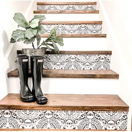 Stair Riser Strip Peel and Stick Vinyl Decal Self-Adhesive Easy to Trim & Clean Repositionable Removable Water-Resistant DIY Murals for Stair Stickers Pack of 5 Strips (Amalfi, 6.25"x49" Inch)