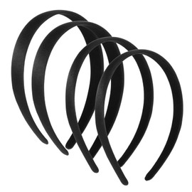 4pcs Headbands for Women Girls Satin Black Headband Plain Wide Hair Band Hoops Trendy Non Slip Cute Hard Head Bands Fashion Plain Elastic Hair Bands for Valentine's Day Holiday Hairs Accessories Gifts