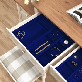 WESTICK 17.7" x 120" Royal Blue Velvet Fabric Wallpaper Peel and Stick Soft Dark Blue Flocking Velvet Contact Paper Self Adhesive Felt Sheet for Festival Art Crafts Gift Jewelry Boxes Cabinets Walls