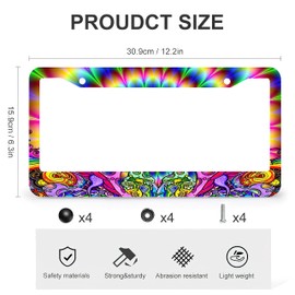 Larkverk Magic Mushroom License Plate Frame Decorative Car Tag Frames Aluminum Stainless License Plate Holder for Women 2 Holes US Standard 12''x6''