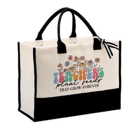 ZPPRJF Teacher Gift, Canvas Tote Bag Large, Teacher Canvas Totes, Appreciation Gift for Teacher, Thank You Teacher Gift, Shopping Bag Grocery Bag Utility Bag with Motivational Teaching Quotes